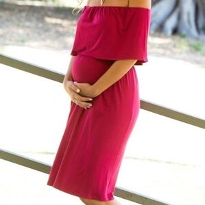 MOTHER Bee Off-the-shoulder Maternity Dress